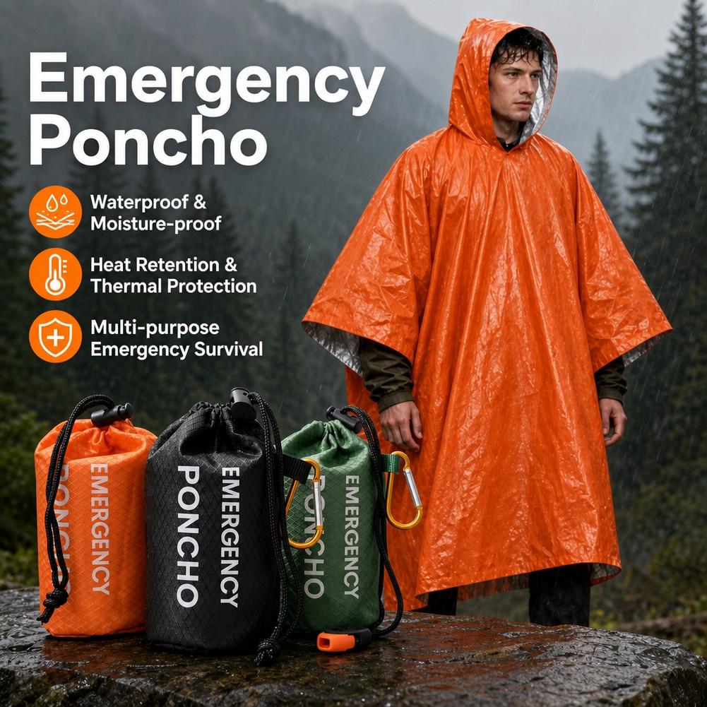 Emergency Poncho Rain - Taşınabilir, Acil Durumlar İçin Kullanılabilen, Su