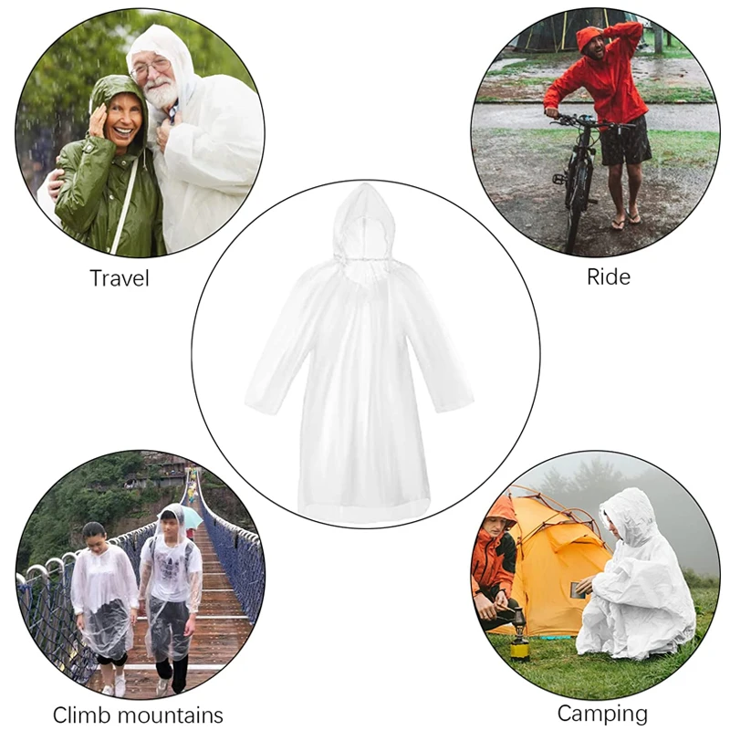 Emergency Poncho Rain - 6 Adet Tek Kullanımlık Su Geçirmez