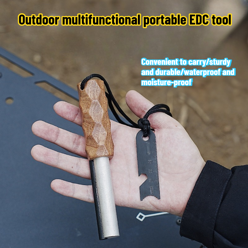 Magnesium Fire Starter - Shabili Ahşap Saplı Açık Hava Çakmaktaşı